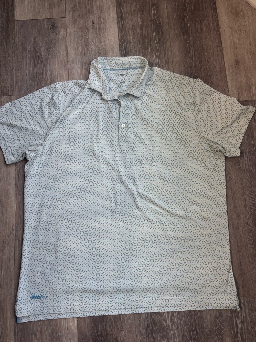 johnnie-O Light Blue Geometric Print Collared Shirt
